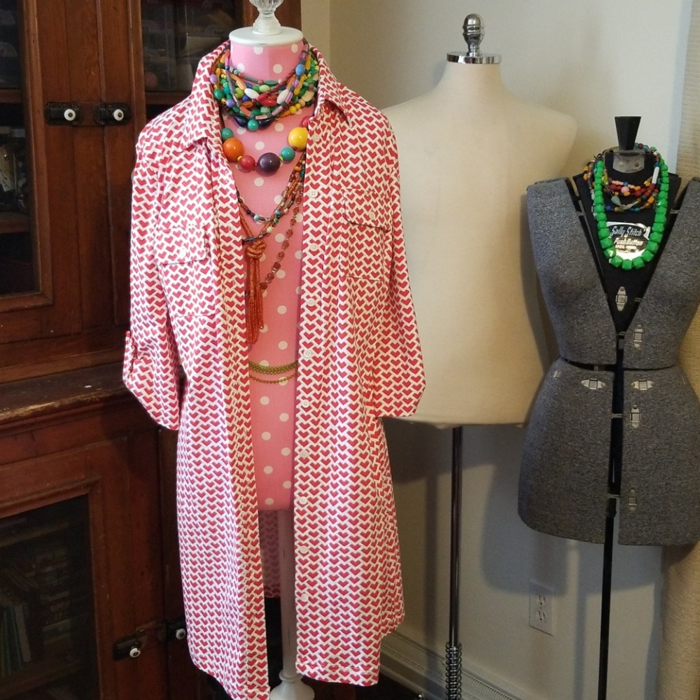 J McLaughlin XL dress tunic jacket hearts valenti